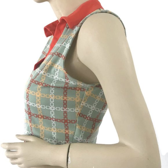 Julia Women's Plaid Collared V-neck Sleeveless Waistline Tank Top Size Large NWT - Picture 6 of 11